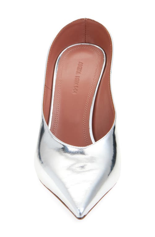 Amina Muaddi Anok Pointed Toe Mule In Silver