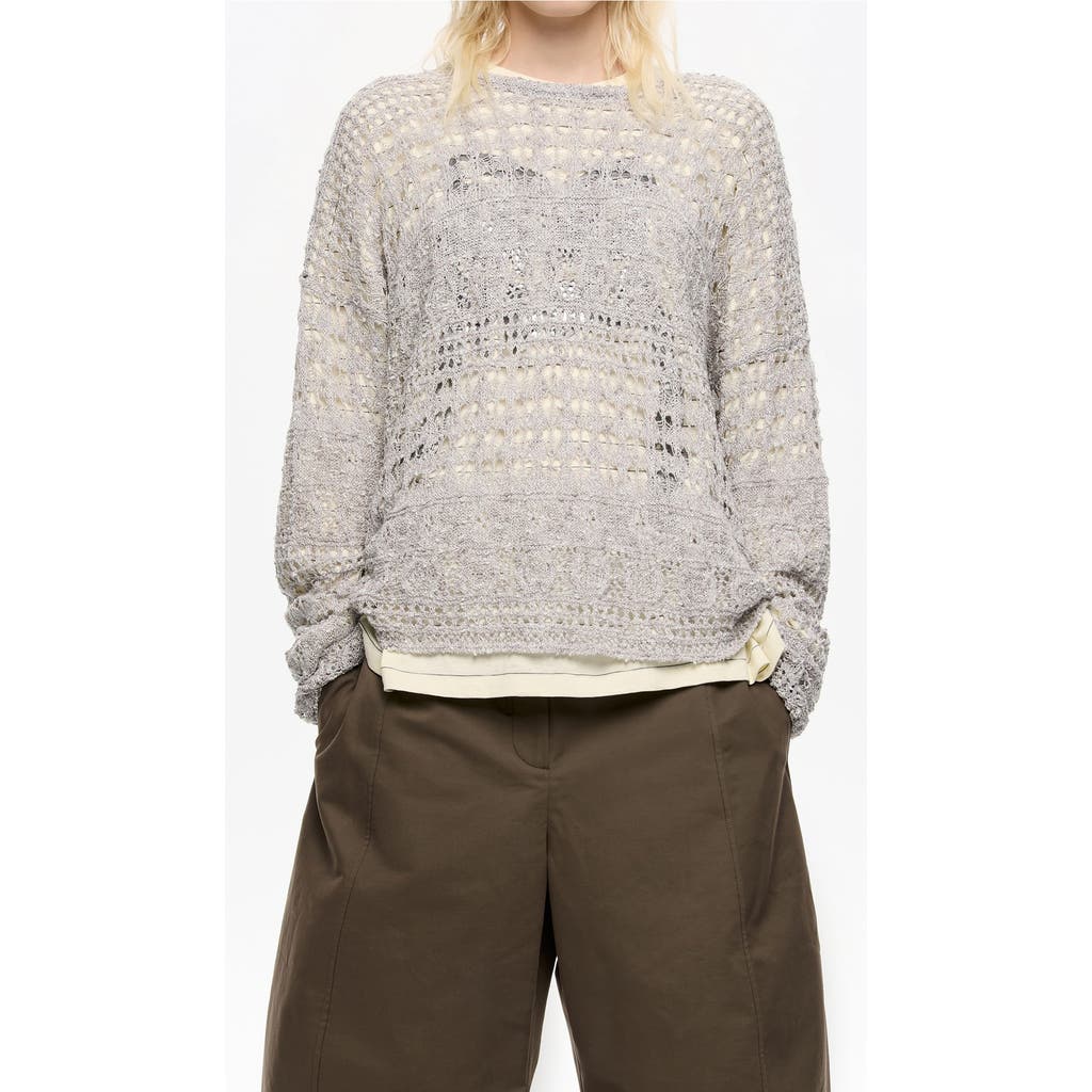 Bimba Y Lola Lurex Openwork Sweater In Silver