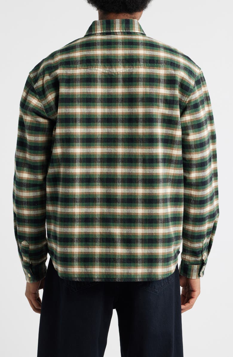 Dickies Johnsonville Plaid Cotton Western Snap-Up Shirt, Alternate, color, Pine Needle Green