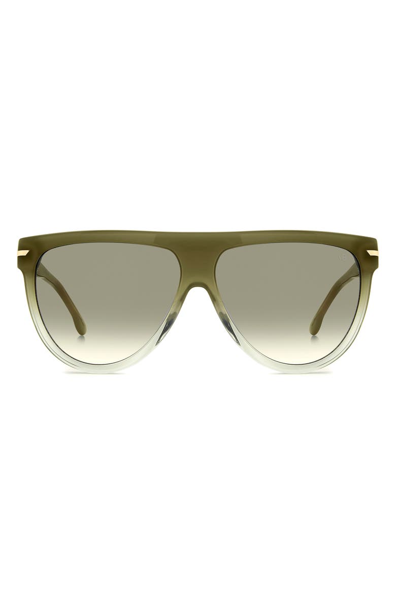 Victoria Beckham 60mm Flat Top Square Sunglasses, Main, color, Olive/ Green Shaded