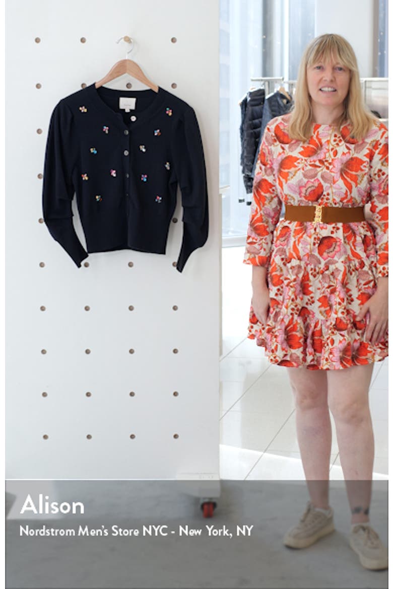 Cece Embellished Puff Sleeve Cardigan video