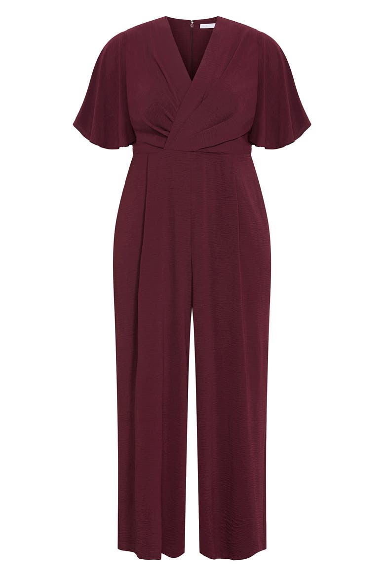 Braelynn Short Sleeve Jumpsuit, Alternate, color, DARK CHERRY