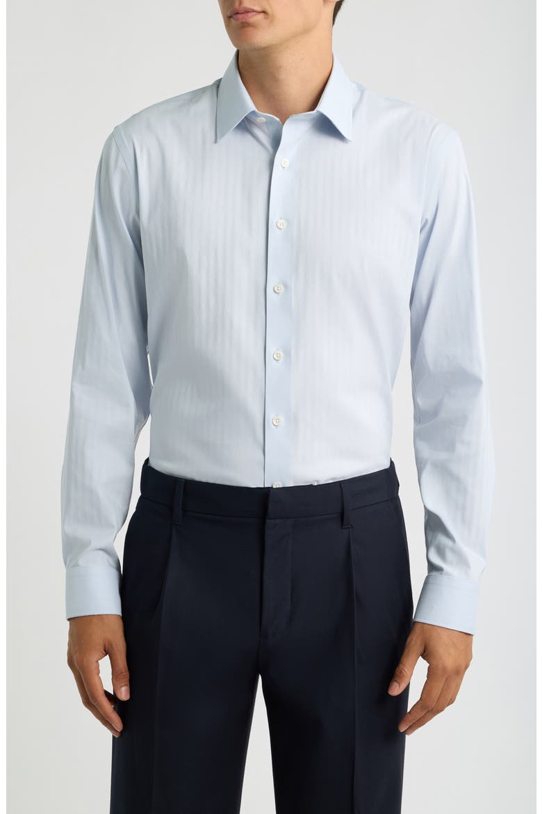 Trim Fit Performance Herringbone Shirt, Main, color, BLUE SPIGATO HERRINGBONE