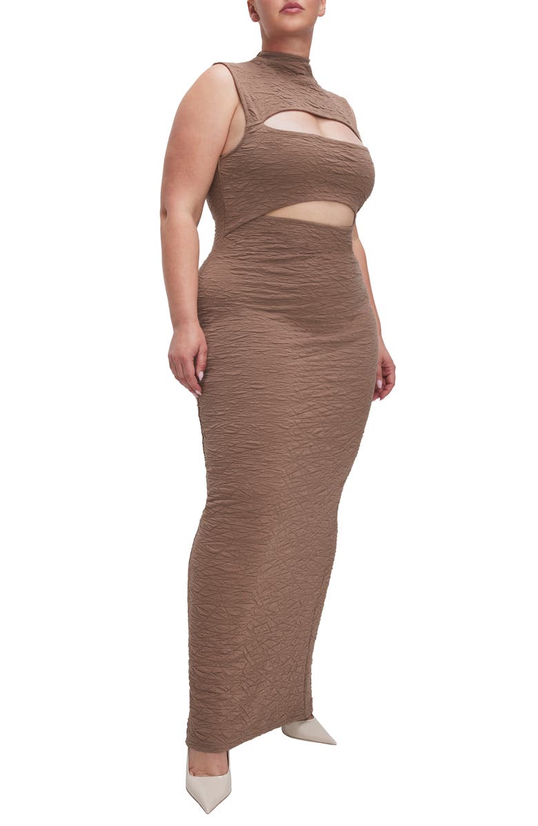 Good American Double Cutout Knit Maxi Dress, Alternate, color, Putty001