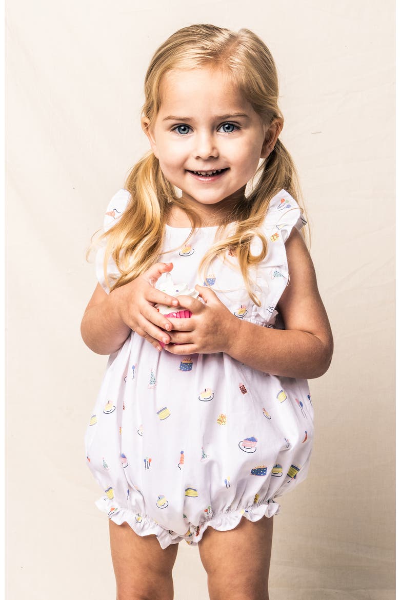 Birthday Print Ruffle Romper, Alternate, color, WHITE