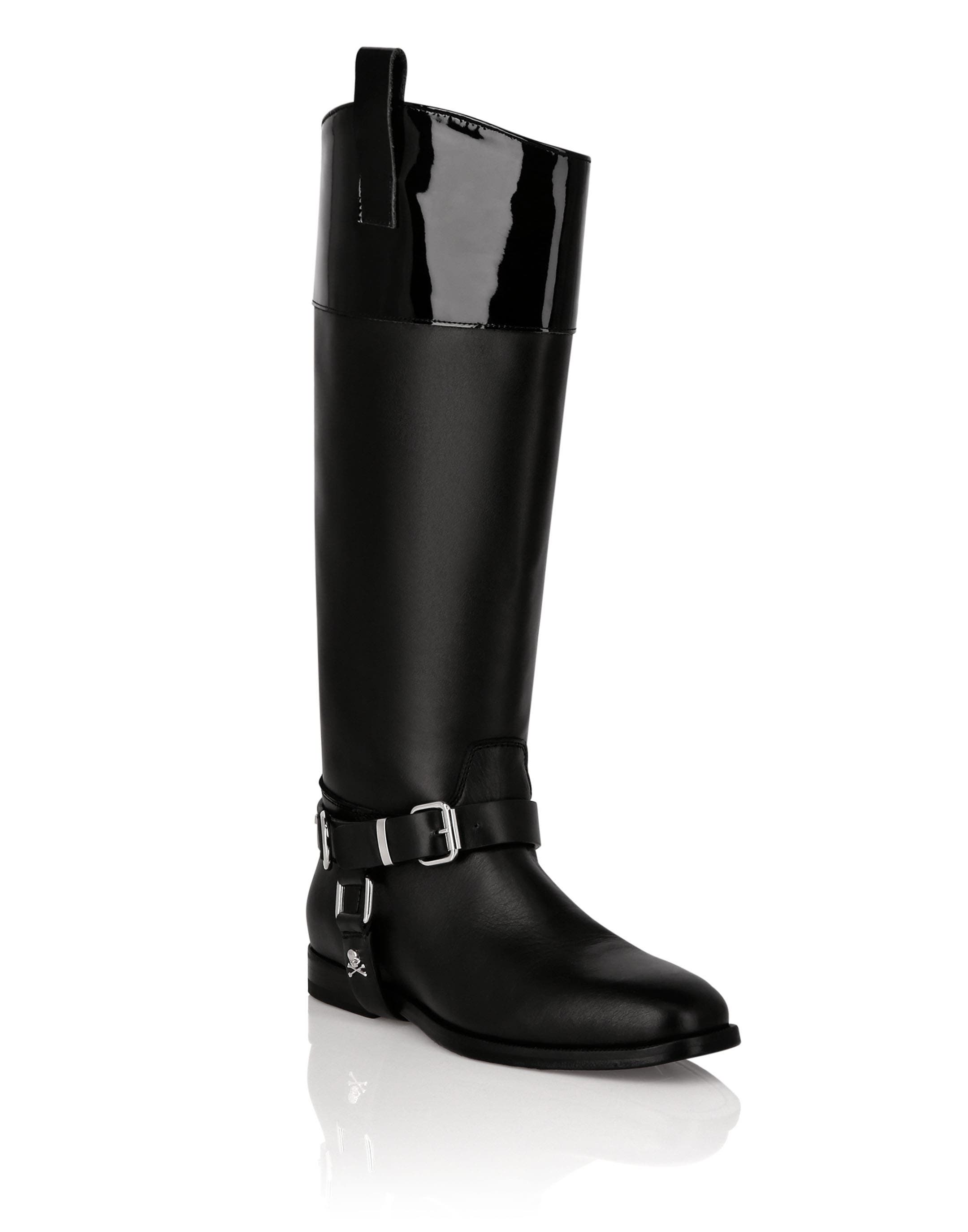 Boots Flat High Women, Main, color, black