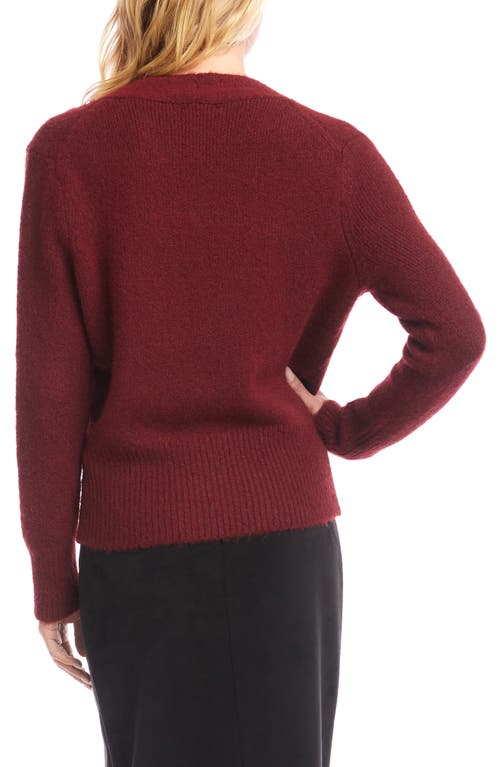 Karen Kane Wrap Sweater In Burgundy