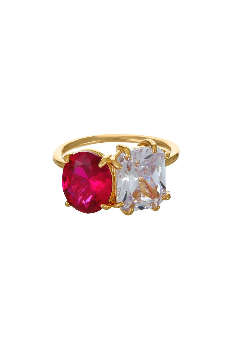 Cubic Zirconia Statement Ring, Main, color, RUBY