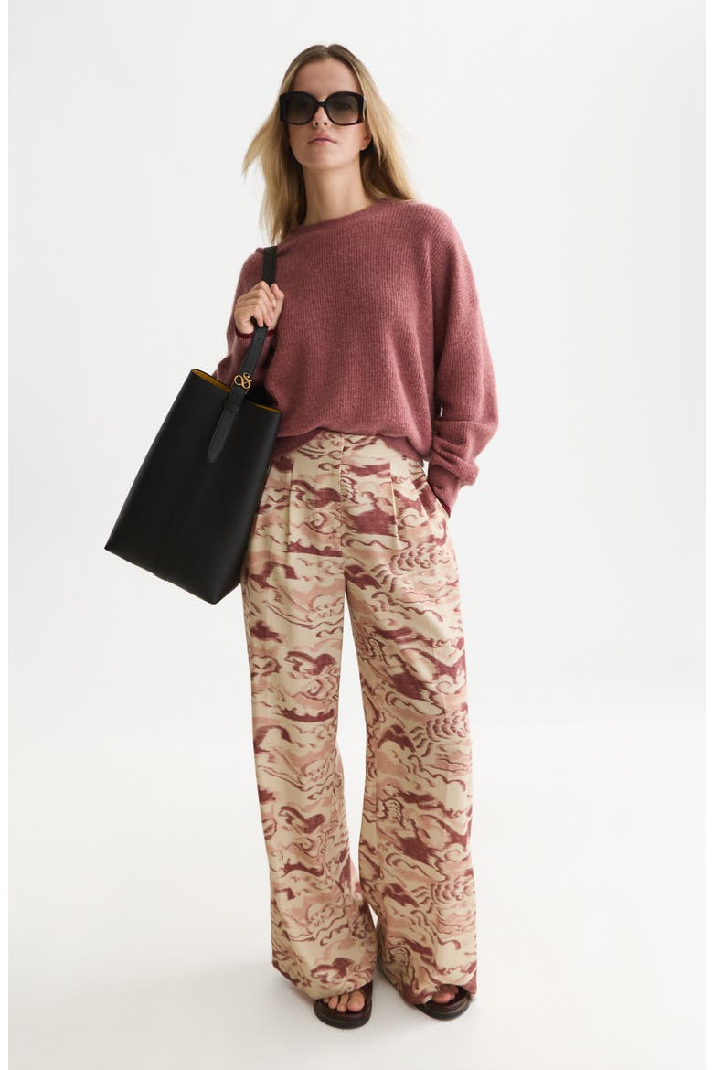 Fuzzy Crewneck Sweater, Alternate, color, WITHERED ROSE MELANGE