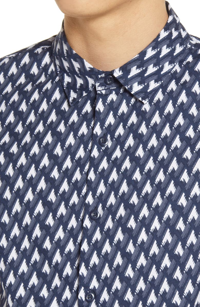 Open Edit Short Sleeve Stretch Button-Up Shirt, Alternate, color, 