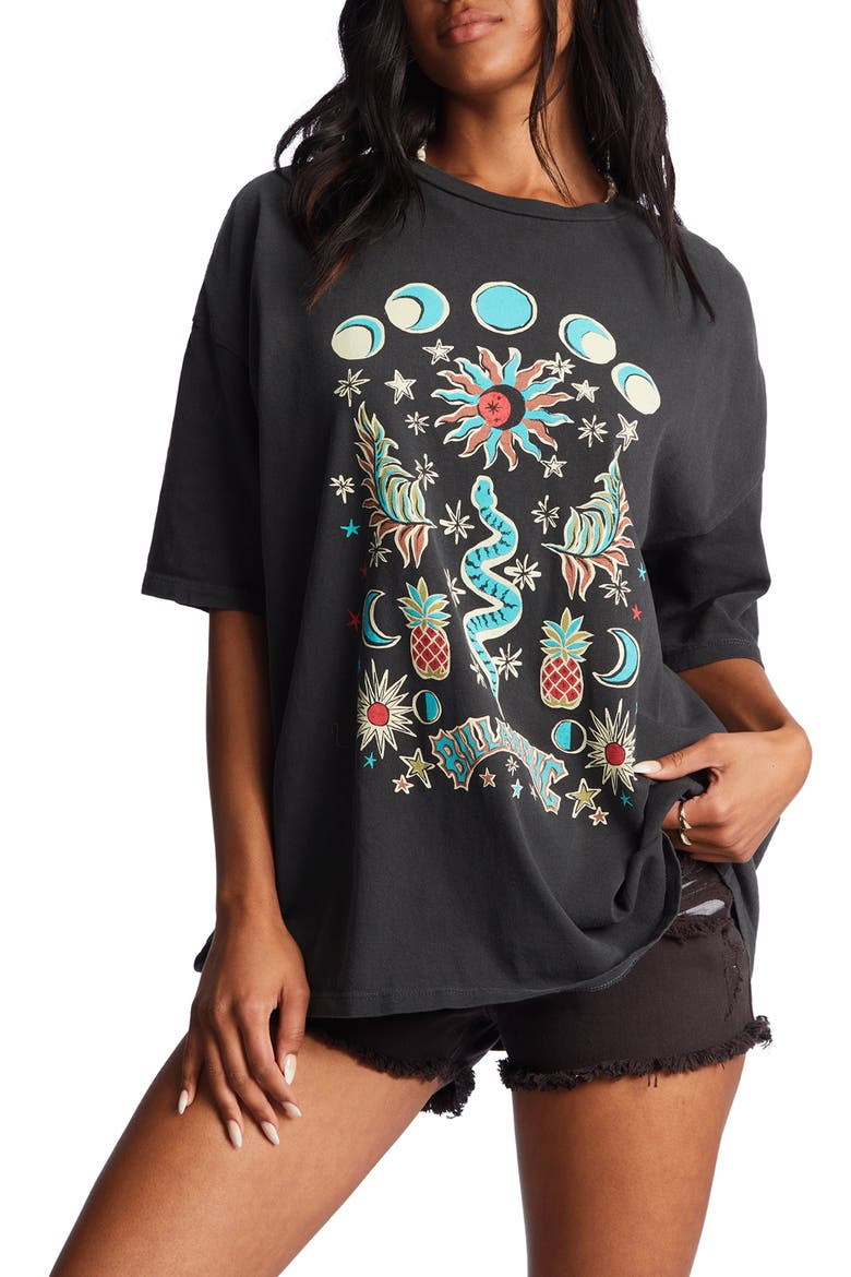 Mystic Oversize Cotton Graphic Tee, Main, color, OFF BLACK