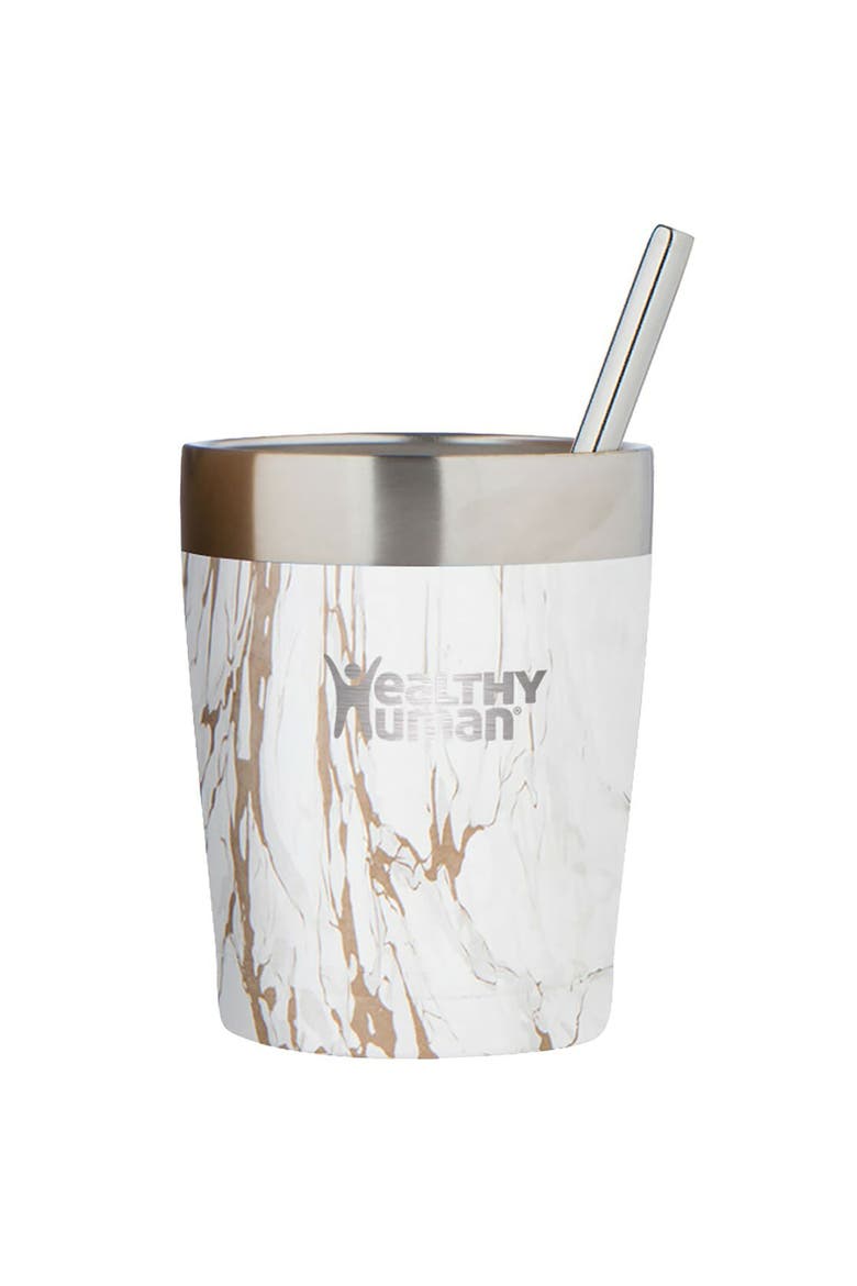 Stainless Steel Tumbler with Straw, Alternate, color, White