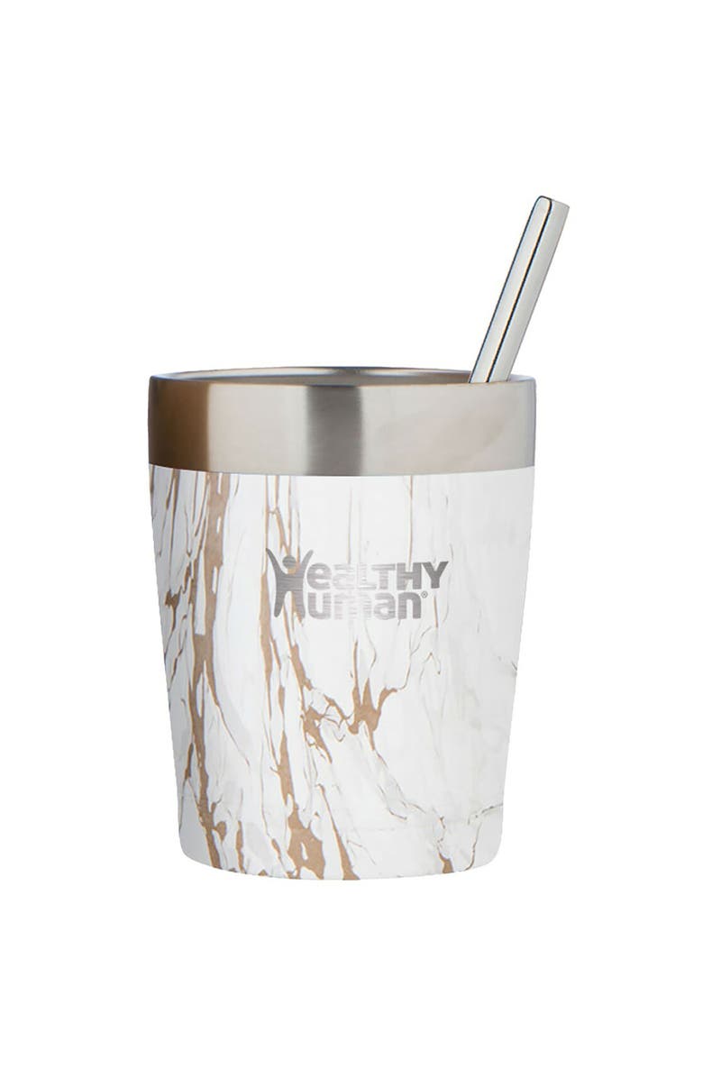 Healthy Human Stainless Steel Tumbler with Straw, Alternate, color, White