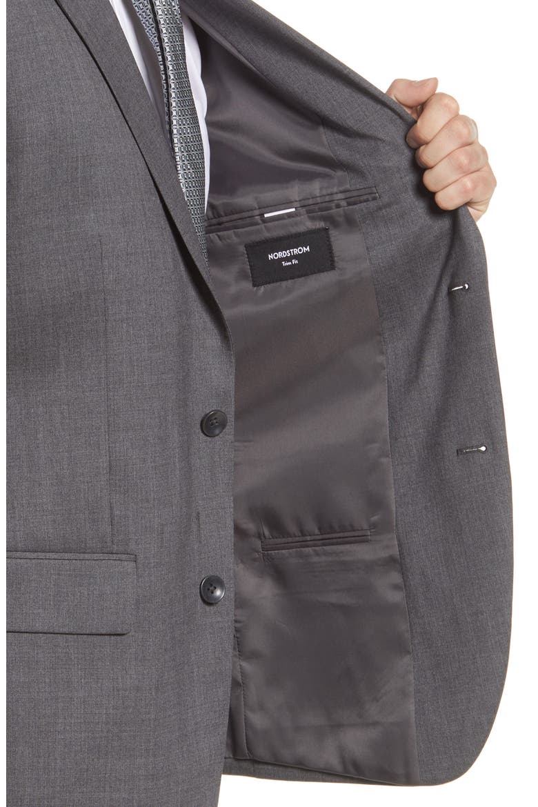 Tech-Smart Trim Fit Stretch Wool Sport Coat, Alternate, color, GREY CHARCOAL