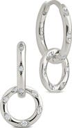 Sterling Forever Double Halo Pavé Drop Earrings