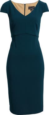 Connected Apparel V-Neck Sheath Dress