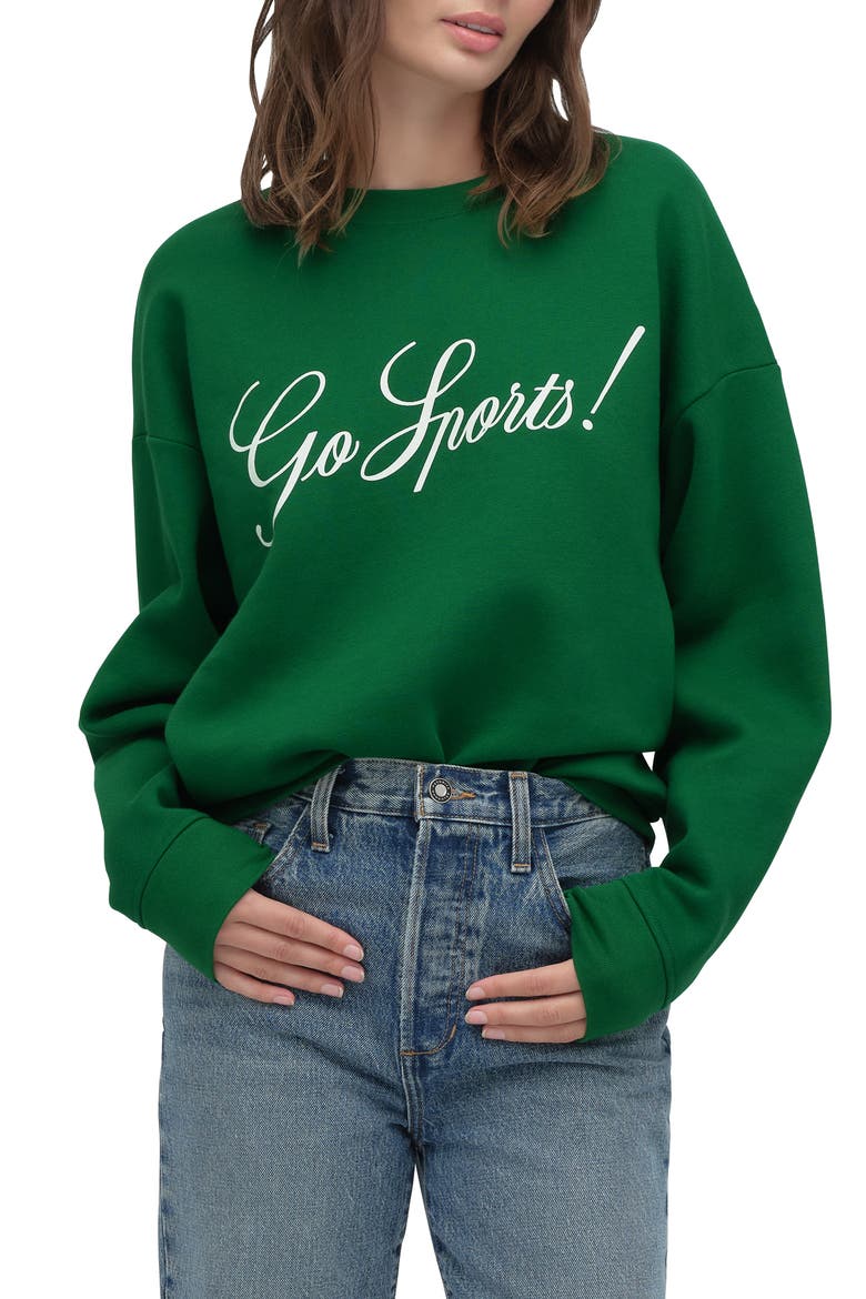 The Go Sports Cotton Blend Sweatshirt, Main, color, GREEN/ WHITE