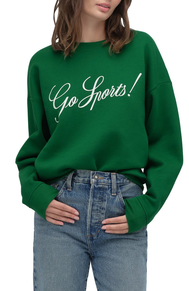 Favorite Daughter The Go Sports Cotton Blend Sweatshirt, Main, color, Green/ White
