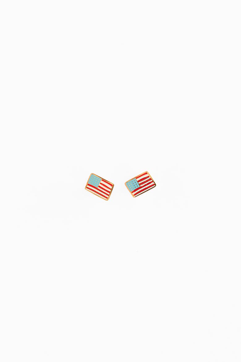 American Flag Stud Earring, Main, color, Red, White & Blue