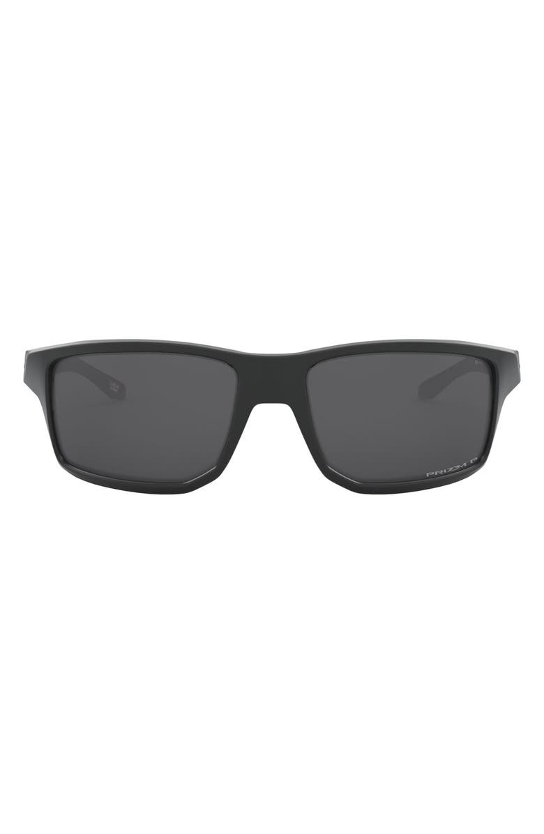 Oakley Gibston 61mm Polarized Wrap Sunglasses, Main, color, Matte Black/ Prizm Black