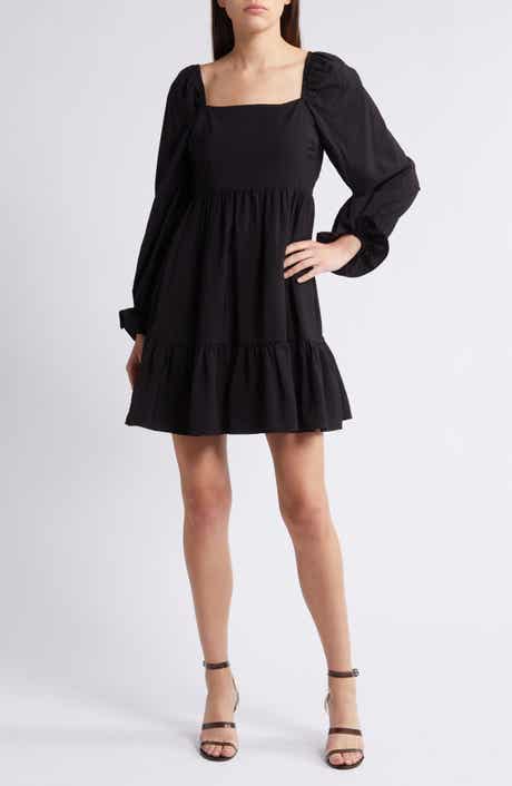 Tiered Bell Cuff Square Neck Dress