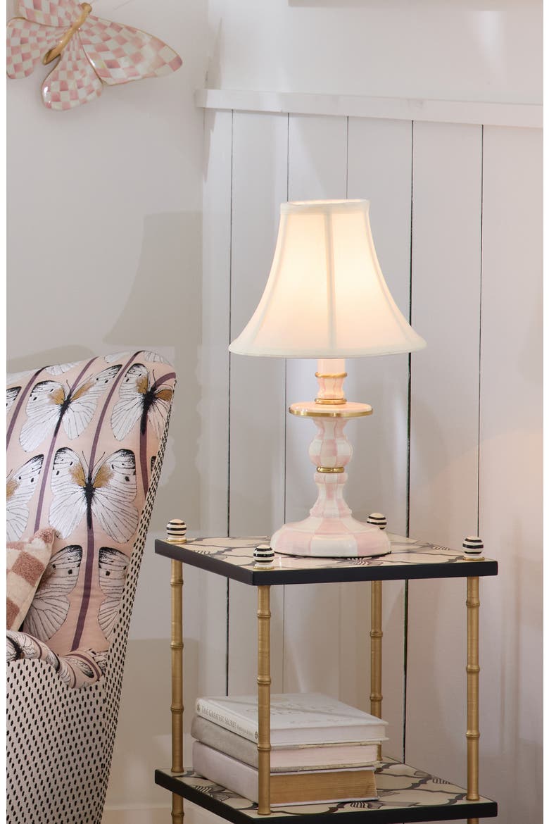 Courtly Check Candlestick Lamp, Alternate, color, ROSY
