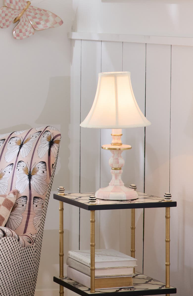 MACKENZIE CHILDS Courtly Check Candlestick Lamp, Alternate, color, Rosy