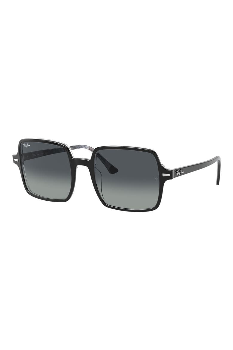 Square II 53mm Oversize Sunglasses, Alternate, color, BLACK/ LIGHT GREY BLUE GRAD