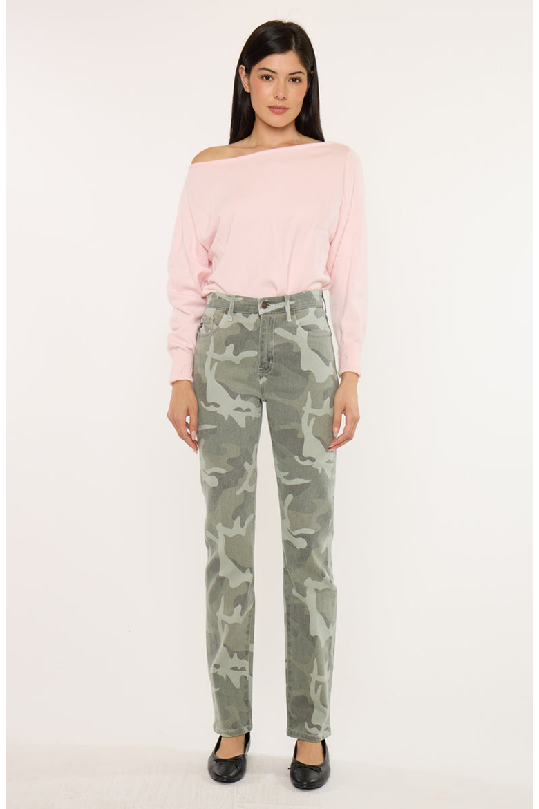 Allie High Rise Camo Straight Leg Jeans, Main, color, Camo