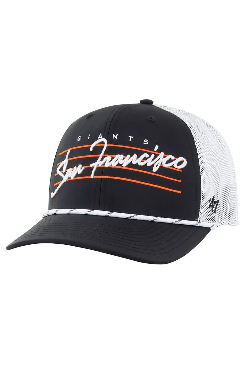 Men's '47 Black San Francisco Giants Downburst Trucker Adjustable Hat, Main, color, Black