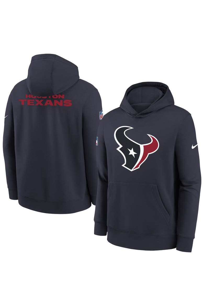 Youth Nike  Navy Houston Texans Sideline Club Fleece Hoodie, Main, color, Navy