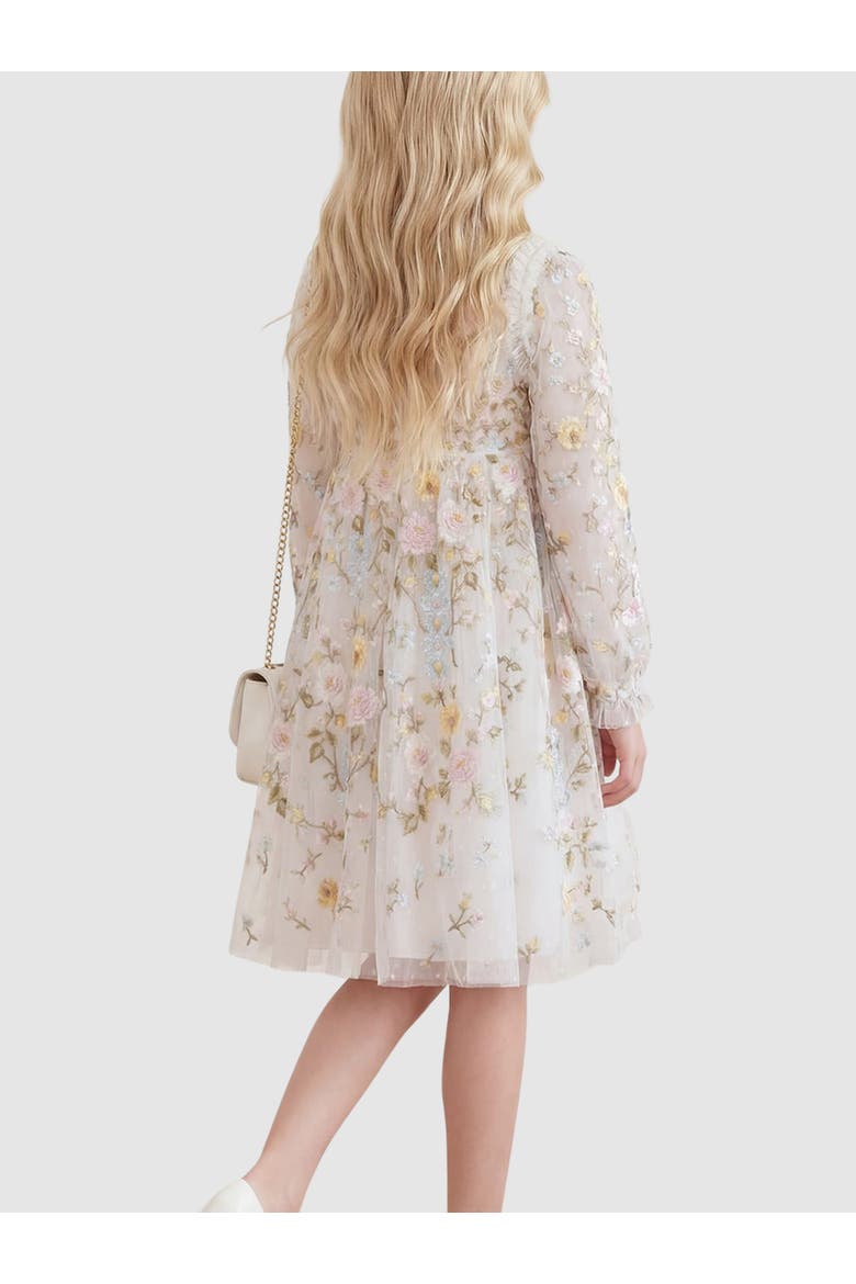 Garden Long Sleeve Dress, Alternate, color, Swan White/Pastel Blue