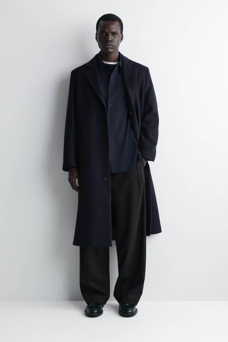 Relaxed Brushed Cotton-blend Shirt, Alternate, color, NAVY