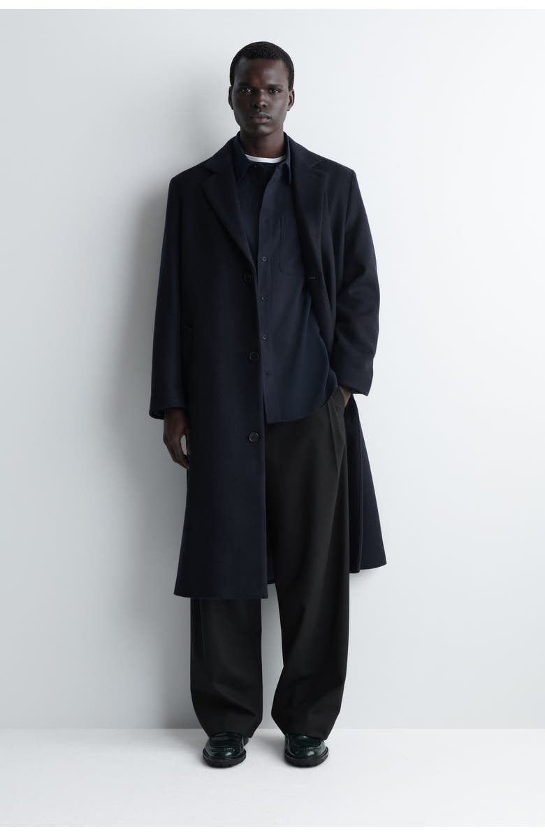 COS Relaxed Brushed Cotton-blend Shirt, Alternate, color, Navy