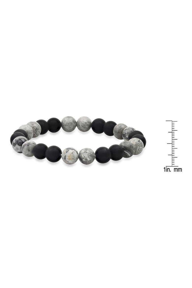 Men's Black Lava & Grey Agate Stone Stretch Beaded Bracelet, Alternate, color, BLACK-GRAY