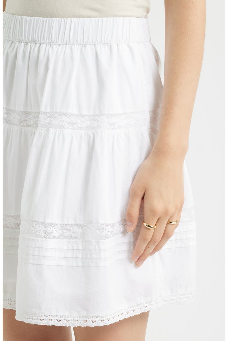 Lace Trim Cotton Miniskirt, Alternate, color, WHITE