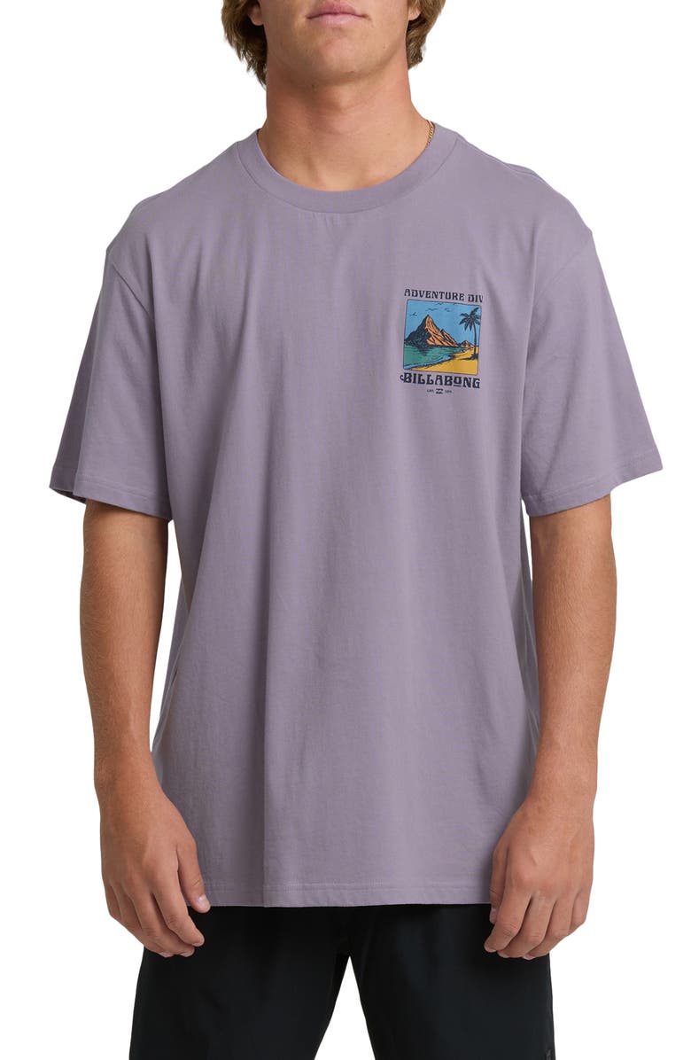 Billabong Post Cards A/Div Graphic T-Shirt, Main, color, Purple Ash