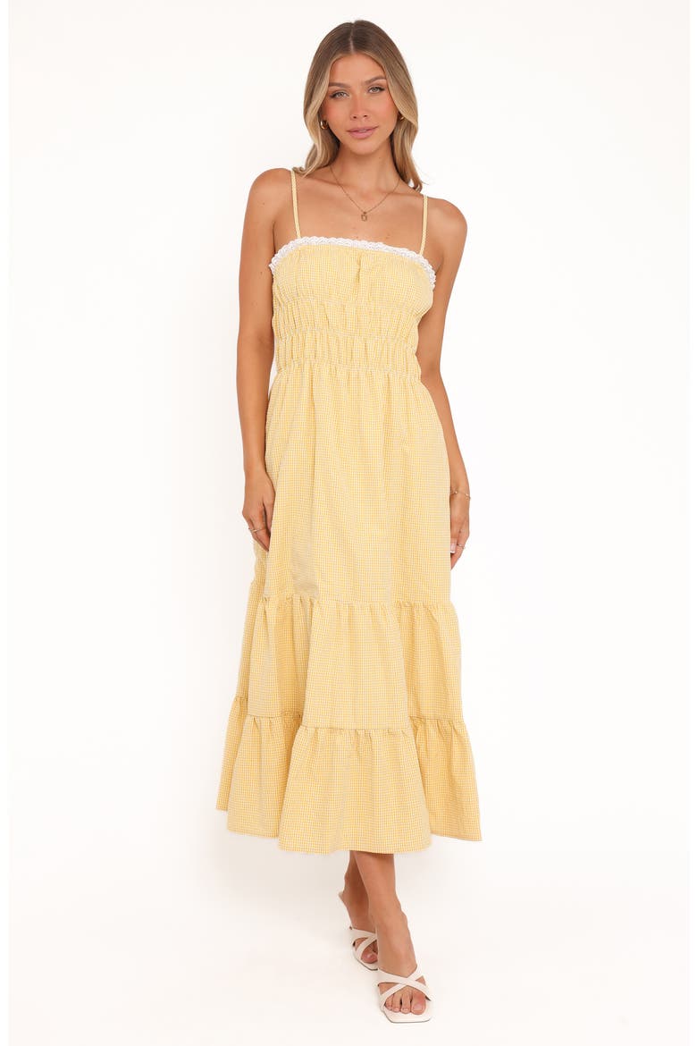 Bernadine Cotton Blend Gingham Maxi Dress, Alternate, color, MANGO