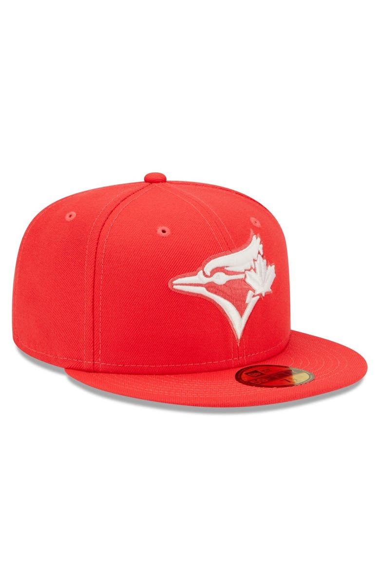 New Era Men's New Era Red Toronto Blue Jays Lava Highlighter Logo 59FIFTY Fitted Hat, Alternate, color, 