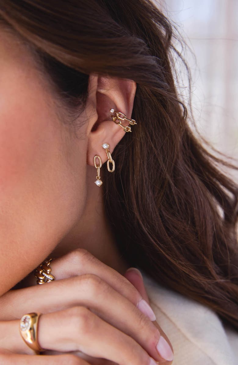 Zoë Chicco Cultured Pearl Drop Earrings, Alternate, color, 14K Yellow Gold