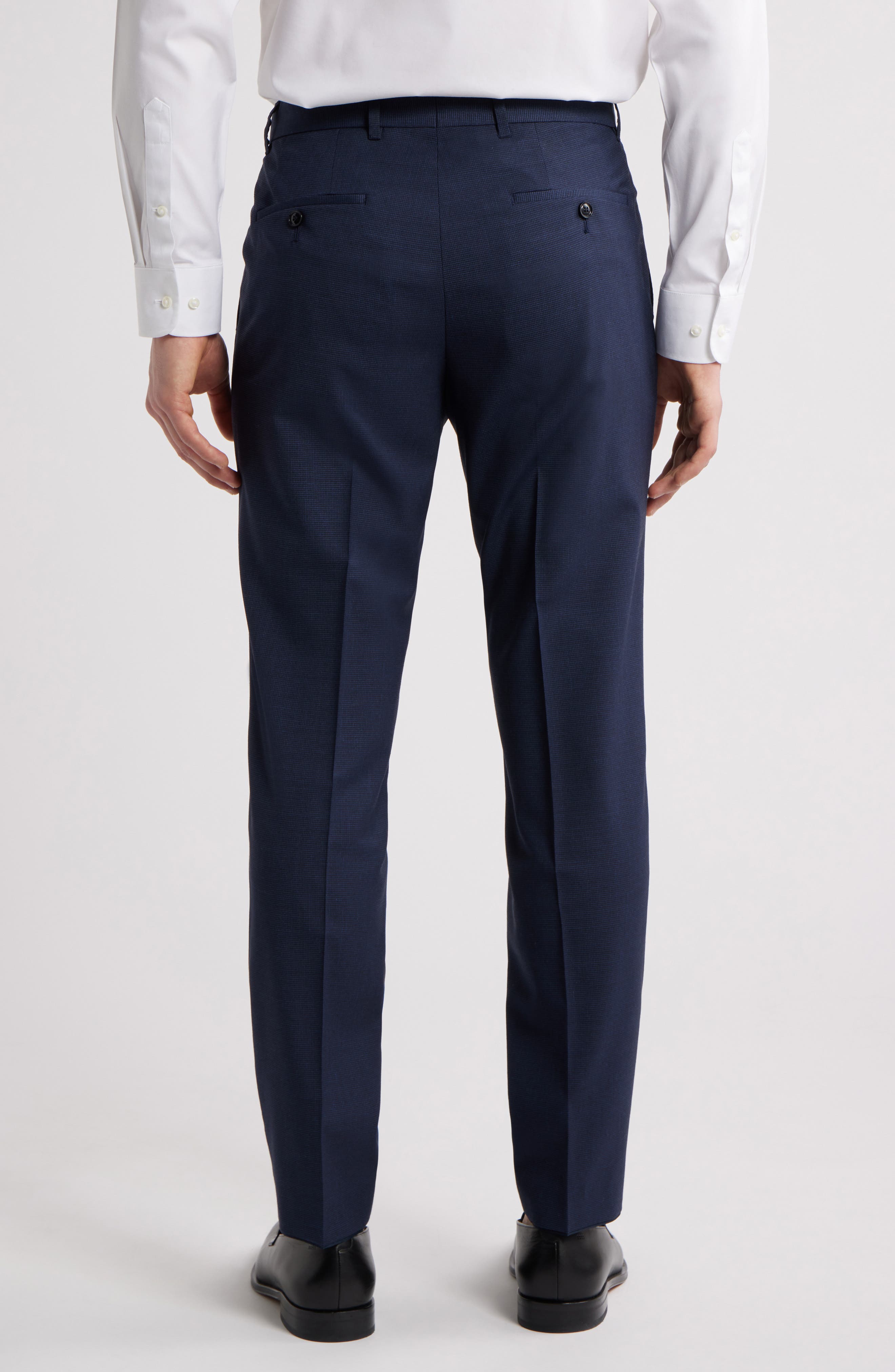 Genius Slim Fit Tan Microcheck Flat Front Stretch Dress Pants - image 4