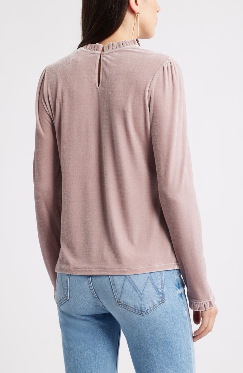 Caslon<sup>®</sup> Velour Ruffle Neck Top, Alternate, color, Pink Timber
