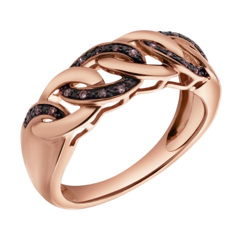 Marvella Sterling Silver 0.07 Ct Diamond Link Ring
