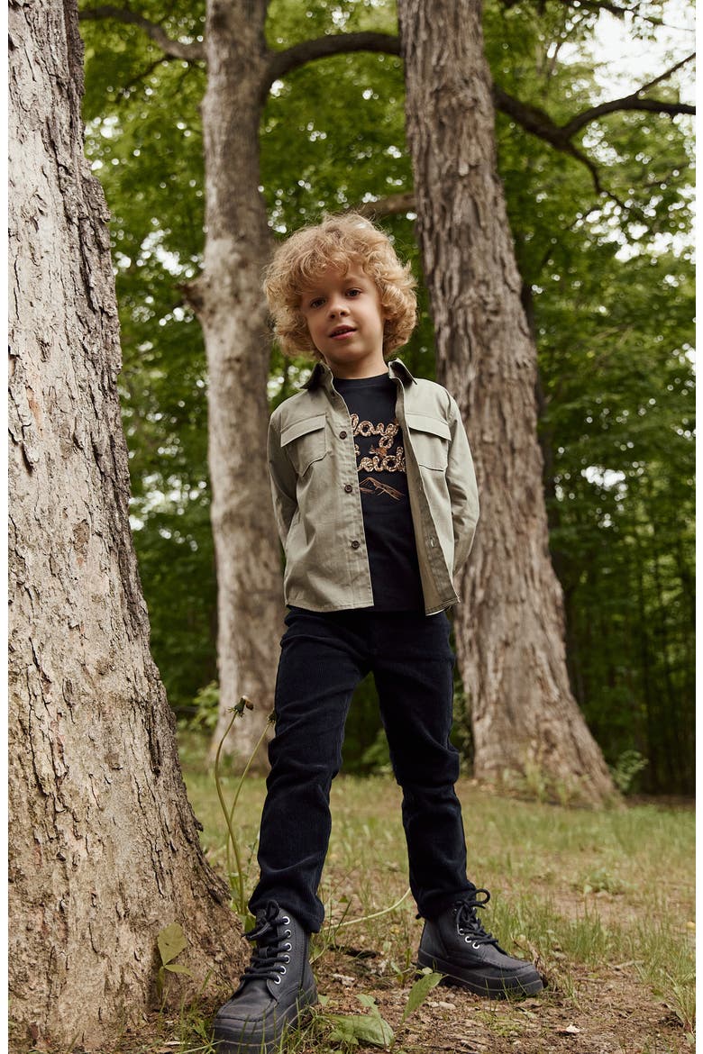 Kids' Play Outside Cord Appliqué Knit Top, Alternate, color, BLACK
