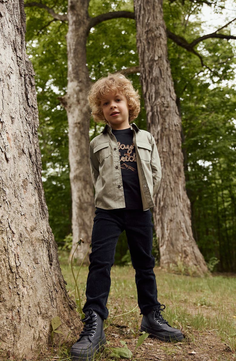 MILES THE LABEL Kids' Play Outside Cord Appliqué Knit Top, Alternate, color, Black