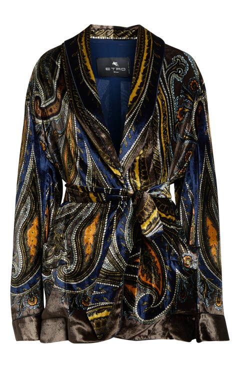 Paisley Velvet Wrap Jacket