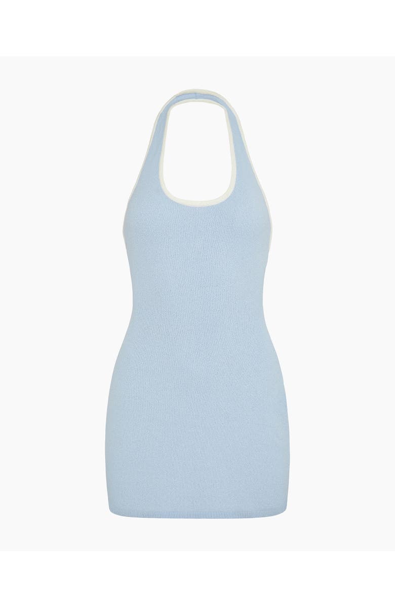 Onia Cotton Boucle Mini Halter Dress, Alternate, color, Sky/White