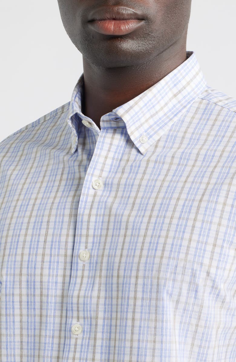 johnnie-O Tinsley Plaid Everyday Performance Button-Down Shirt, Alternate, color, Laguna Blue