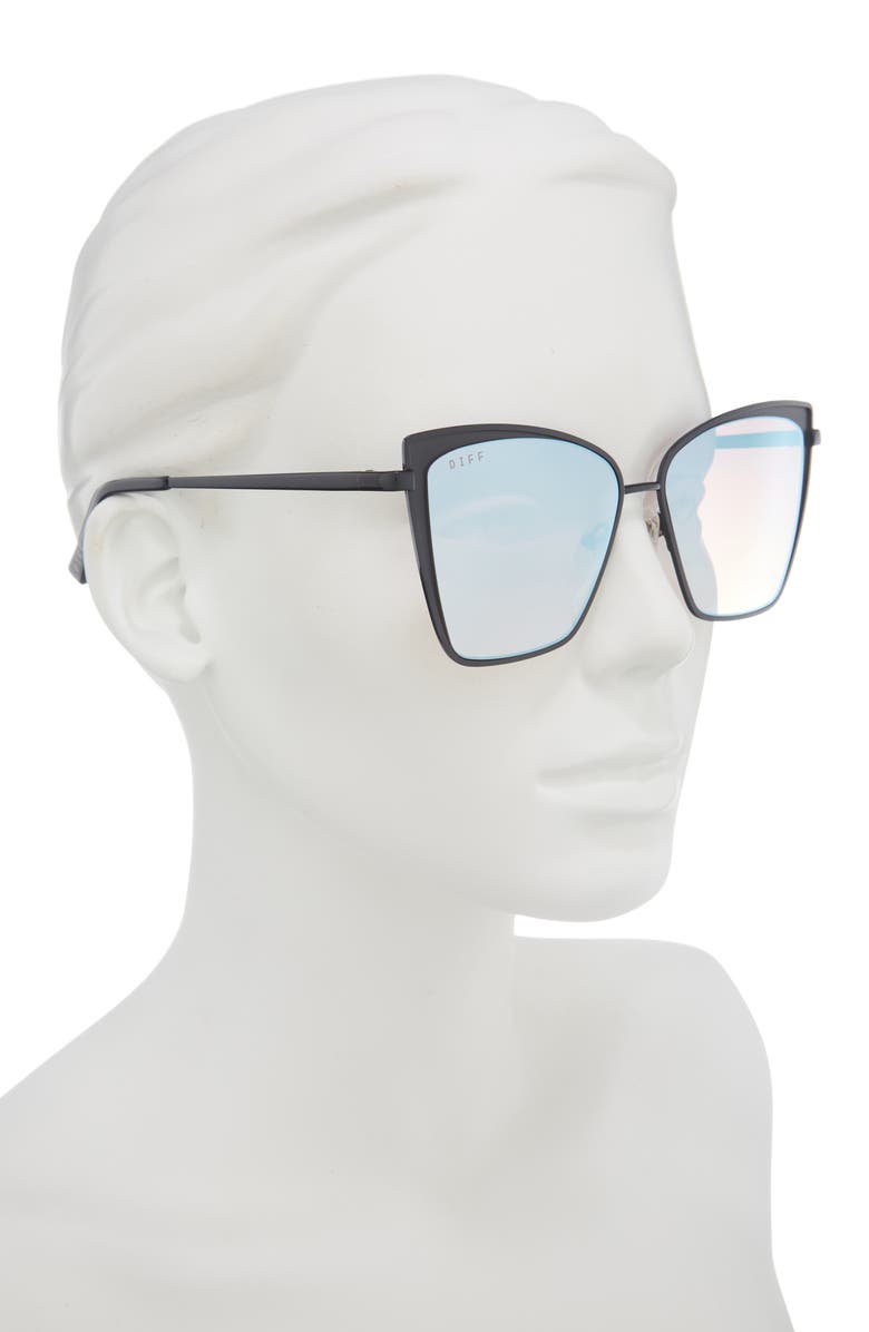 DIFF Becky II 56mm Cat Eye Sunglasses, Alternate, color, Black/ Grey