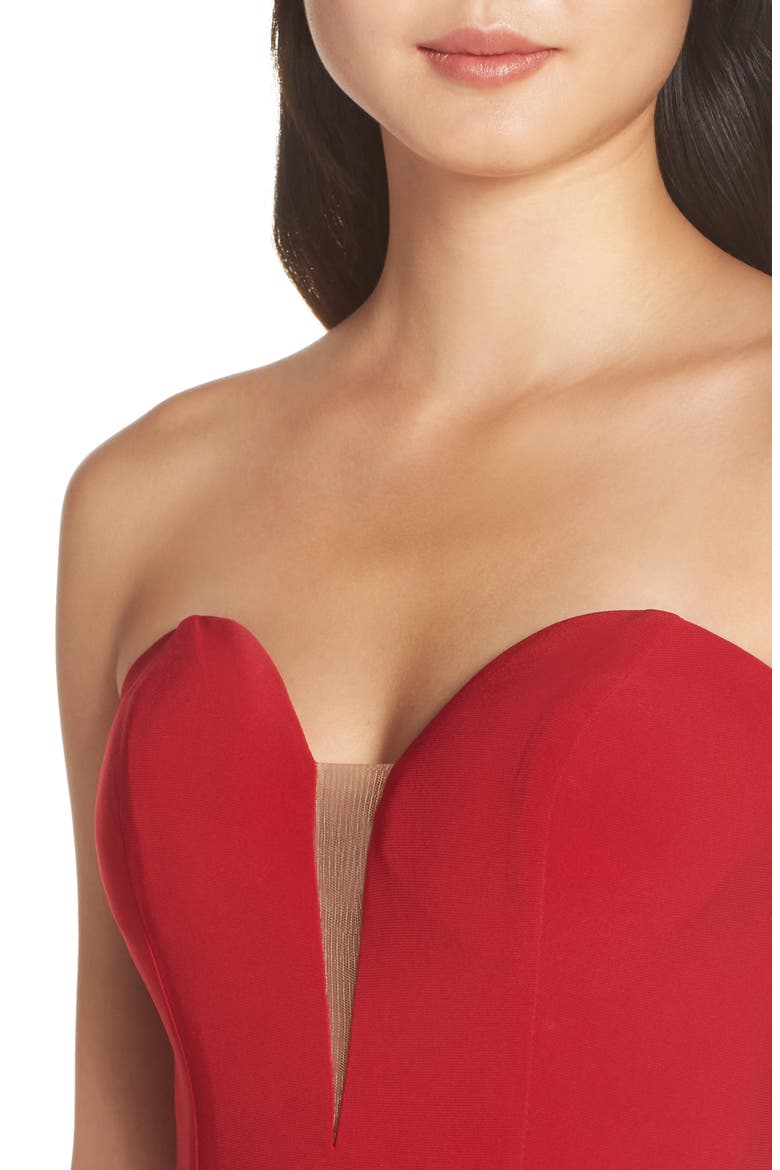Mac Duggal Bustier Trumpet Gown, Alternate, color, RED